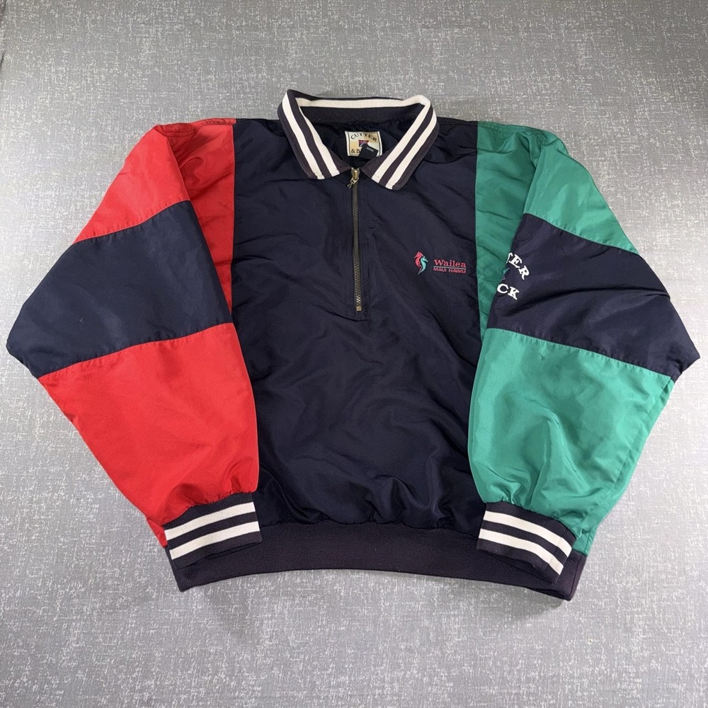Vintage Cutter & Buck Jacket Mens Large Colorblock Wailea Maui Golf 1/4 Zip